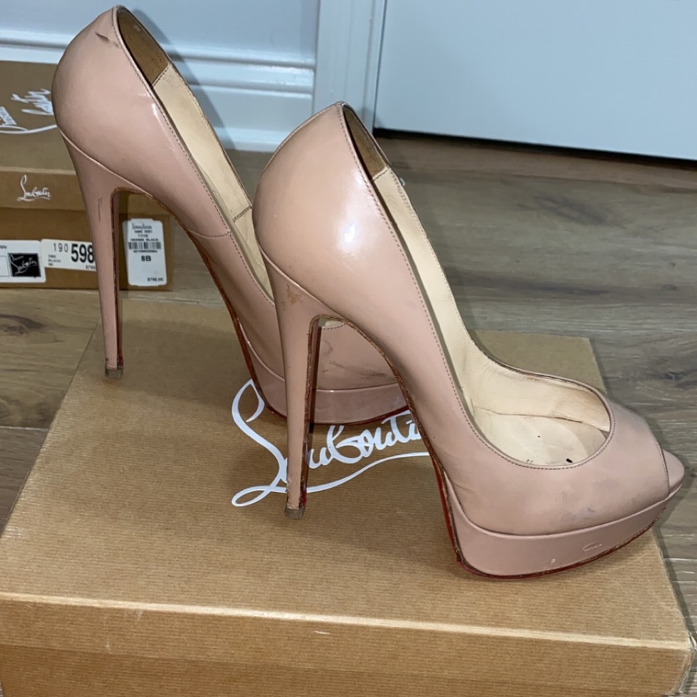 Christian Louboutin Lady Peep 160 Beige Patent